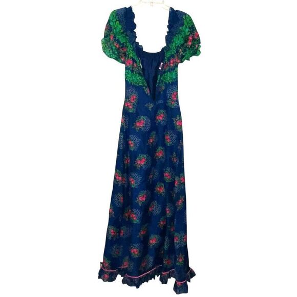 Kleemeier Hof Vintage 70's Maxi Dress, Boho, Hippie Chic, Floral Print Sz 40 - Picture 2 of 14